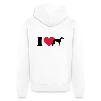 Windhund - Unisex Premium Bio Zip Hoodie - Weiß - Hinten - Thijin (182cm)