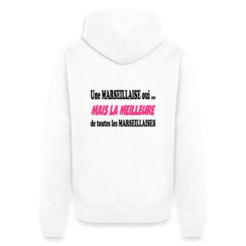 Une marseillaise oui ... - Veste à capuche bio Premium Unisexe - blanc - Dos - Thijin (182cm)