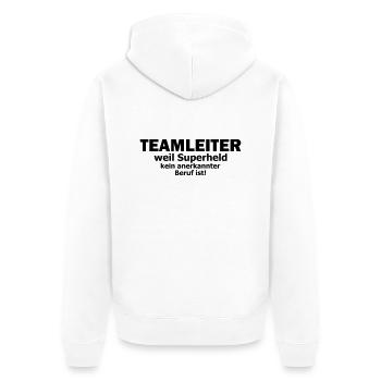 teamleiter - Unisex Premium Bio Zip Hoodie - Weiß - Hinten - Thijin (182cm)