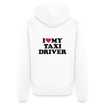 Taxifahrer - Unisex Premium Bio Zip Hoodie - Weiß - Hinten - Thijin (182cm)