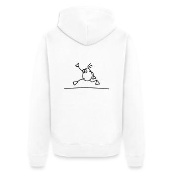 Laufen Ziel - Unisex Premium Bio Zip Hoodie - Weiß - Hinten - Thijin (182cm)