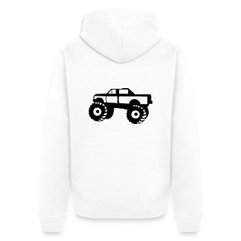 truck_01 - Unisex Premium Bio Zip Hoodie - Weiß - Hinten - Thijin (182cm)