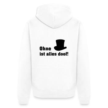 ohne zylinder - Unisex Premium Bio Zip Hoodie - Weiß - Hinten - Thijin (182cm)