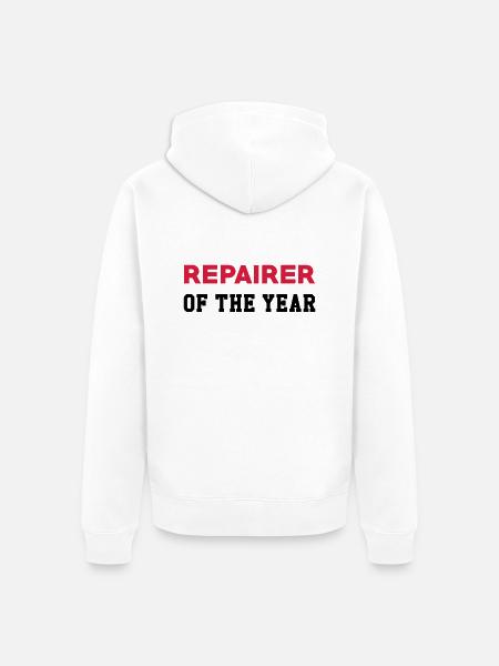 reparation / repair / repairer / DIY - Premium økologisk unisex-hættejakke - hvid