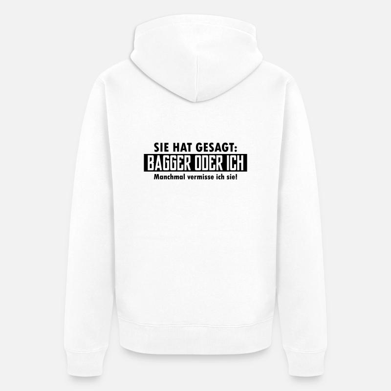 bagger oder ich - Unisex Premium Bio Zip Hoodie - Weiß