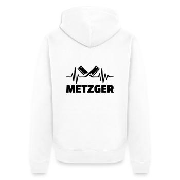 Metzger - Unisex Premium Bio Zip Hoodie - Weiß - Hinten - Thijin (182cm)