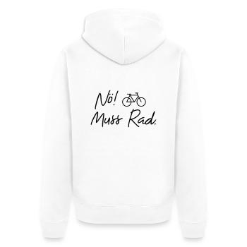 nö muss rad - Unisex Premium Bio Zip Hoodie - Weiß - Hinten - Thijin (182cm)