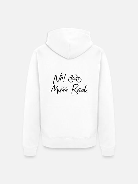 nö muss rad - Unisex Premium Bio Zip Hoodie - Weiß