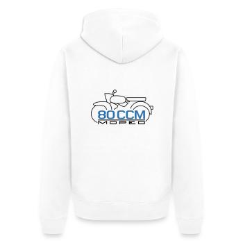 Moped Sperber Habicht 80 ccm Emblem - Unisex Premium Bio Zip Hoodie - Weiß - Hinten - Thijin (182cm)