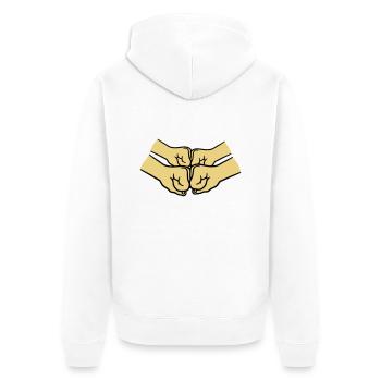 4 Haende Crew - Unisex Premium Bio Zip Hoodie - Weiß - Hinten - Thijin (182cm)