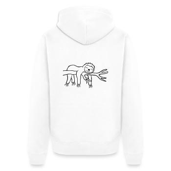 Müdes hängendes Faultier - Unisex Premium Bio Zip Hoodie - Weiß - Hinten - Thijin (182cm)