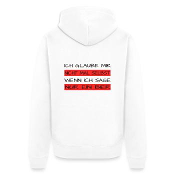 Nur ein Bier - Unisex Premium Bio Zip Hoodie - Weiß - Hinten - Thijin (182cm)