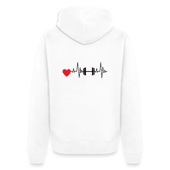 Fitness Athlète Muscle Bodybuilder Entraînement en force - Veste à capuche bio Premium Unisexe - blanc - Dos - Thijin (182cm)