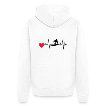 Surfer Wellenreiten Surfbrett surfen Surferin - Unisex Premium Bio Zip Hoodie - Weiß - Hinten - Thijin (182cm)