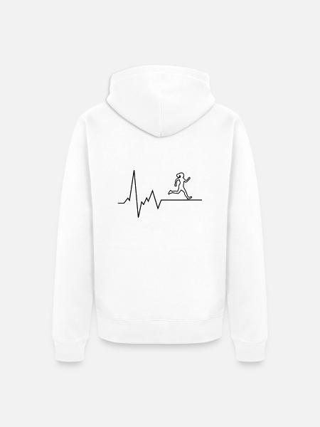 Heartbeat Runner - Unisex Premium Organic Zip Hoodie - white