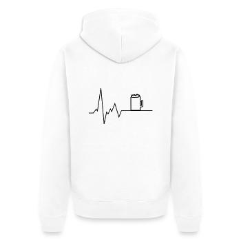 herzschlag bier - Unisex Premium Bio Zip Hoodie - Weiß - Hinten - Thijin (182cm)