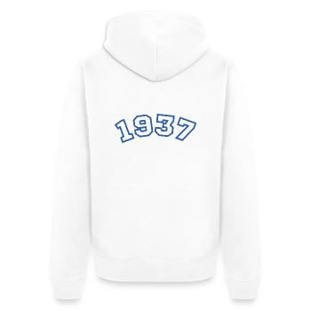 1937 bleu sport - Veste à capuche bio Premium Unisexe - blanc - Dos - Thijin (182cm)