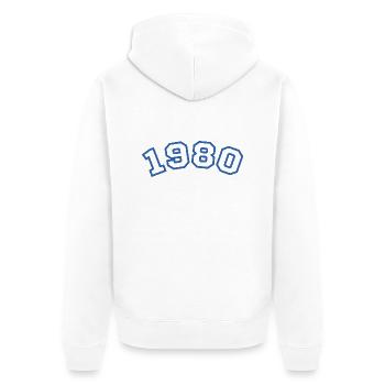 1980 bleu sport - Veste à capuche bio Premium Unisexe - blanc - Dos - Thijin (182cm)