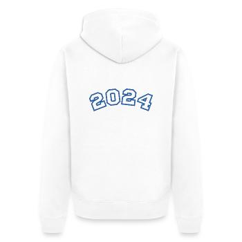 2024 Sport Blau - Unisex Premium Bio Zip Hoodie - Weiß - Hinten - Thijin (182cm)