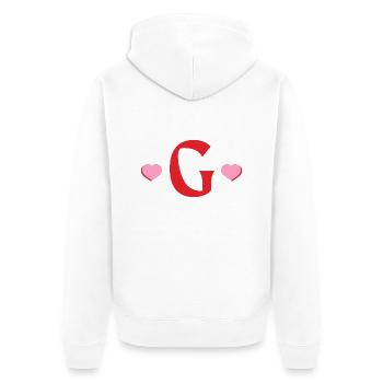 Buchstabe g rote Herzen - Unisex Premium Bio Zip Hoodie - Weiß - Hinten - Thijin (182cm)