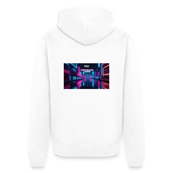 FREQUENCIES LOADED - Unisex Premium Organic Zip Hoodie - white - Back - Thijin (182cm)