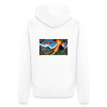 Chili Vulkan Design – feurig & scharf für Food-Fan - Unisex Premium Bio Zip Hoodie - Weiß - Hinten - Thijin (182cm)