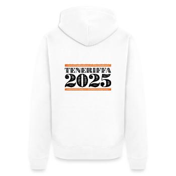 Teneriffa 2025 - Unisex Premium Bio Zip Hoodie - Weiß - Hinten - Thijin (182cm)