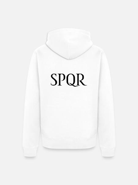 SPQR Lettering Vector Dark - Unisex Premium Organic Zip Hoodie - white
