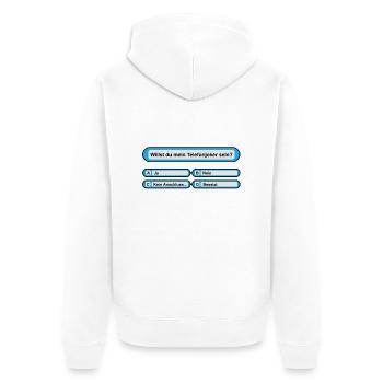 Telefonjoker Quiz - Unisex Premium Bio Zip Hoodie - Weiß - Hinten - Thijin (182cm)