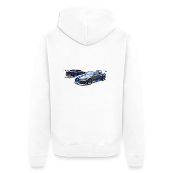 Skyline - Unisex Premium Bio Zip Hoodie - Weiß - Hinten - Thijin (182cm)