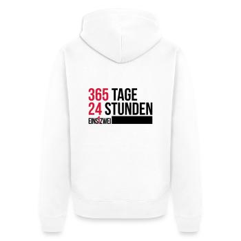 365 - 24 - Unisex Premium Bio Zip Hoodie - Weiß - Hinten - Thijin (182cm)