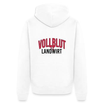 Vollblut Landwirt - Unisex Premium Bio Zip Hoodie - Weiß - Hinten - Thijin (182cm)