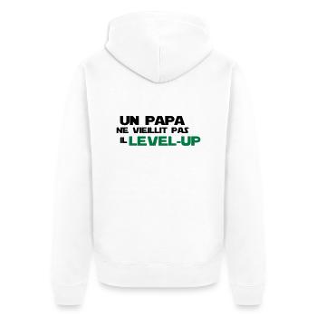 un papa ne vieillit pas,citations,geek,gaming - Veste à capuche bio Premium Unisexe - blanc - Dos - Thijin (182cm)