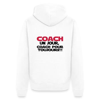 coach un jour - Veste à capuche bio Premium Unisexe - blanc - Dos - Thijin (182cm)