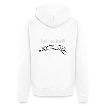 Lauf Hase lauf - Unisex Premium Bio Zip Hoodie - Weiß - Hinten - Thijin (182cm)