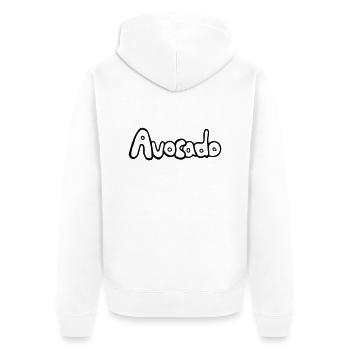 Avocado_SCHRIFT, lecker, vegan, gesund - Unisex Premium Bio Zip Hoodie - Weiß - Hinten - Thijin (182cm)