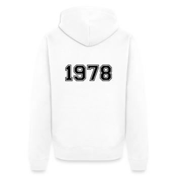 1978 - Unisex Premium Bio Zip Hoodie - Weiß - Hinten - Thijin (182cm)