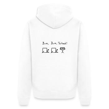 Bum Bum Tschack! Schwarz - Unisex Premium Bio Zip Hoodie - Weiß - Hinten - Thijin (182cm)
