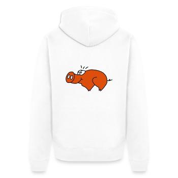 Schwein - Unisex Premium Bio Zip Hoodie - Weiß - Hinten - Thijin (182cm)