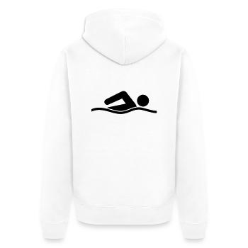 swimming__f1 - Unisex Premium Bio Zip Hoodie - Weiß - Hinten - Thijin (182cm)
