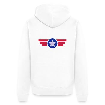 Emblem Badge Banner Logo Auszeichnung 3c - Unisex Premium Bio Zip Hoodie - Weiß - Hinten - Thijin (182cm)
