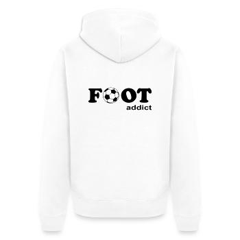 football addict - Unisex Premium Bio Zip Hoodie - Weiß - Hinten - Thijin (182cm)