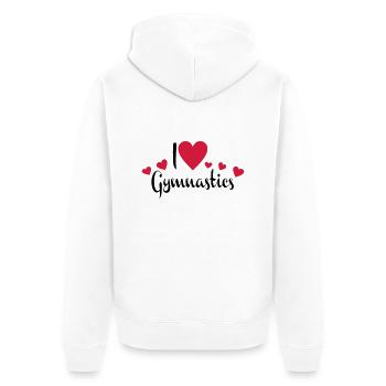 Gymnastik - Unisex Premium Bio Zip Hoodie - Weiß - Hinten - Thijin (182cm)