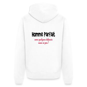 Homme parfait - Unisex Premium Organic Zip Hoodie - white - Back - Thijin (182cm)