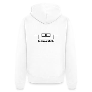 resistance is futile - Unisex Premium Bio Zip Hoodie - Weiß - Hinten - Thijin (182cm)