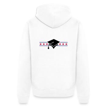 scholar hat / Gelehrtenhut (3c) - Unisex Premium Bio Zip Hoodie - Weiß - Hinten - Thijin (182cm)