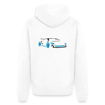 Rennauto Cool Sportwagen Rennwagen - Unisex Premium Bio Zip Hoodie - Weiß - Hinten - Thijin (182cm)