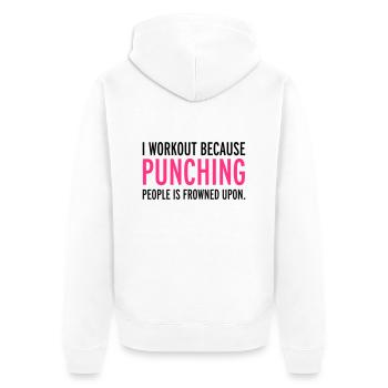 Workout - Unisex Premium Organic Zip Hoodie - white - Back - Thijin (182cm)