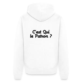 c'est QUI le Patron ? - Veste à capuche bio Premium Unisexe - blanc - Dos - Thijin (182cm)
