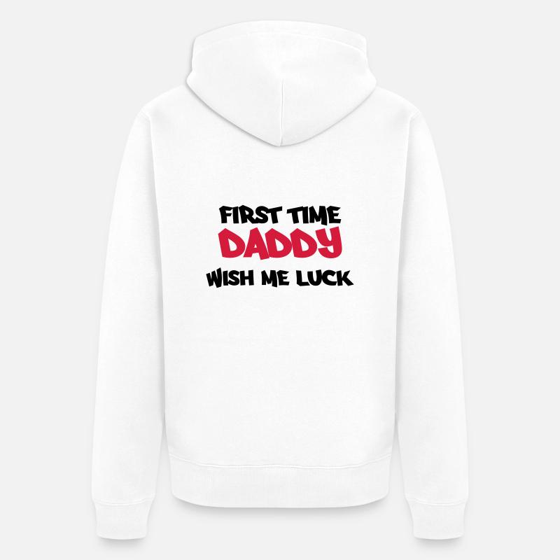 First time Daddy - Unisex Premium Bio Zip Hoodie - Weiß